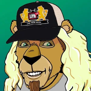 Cartoon lion avatar of Levi Lyon in a Lyon Pride Music cap